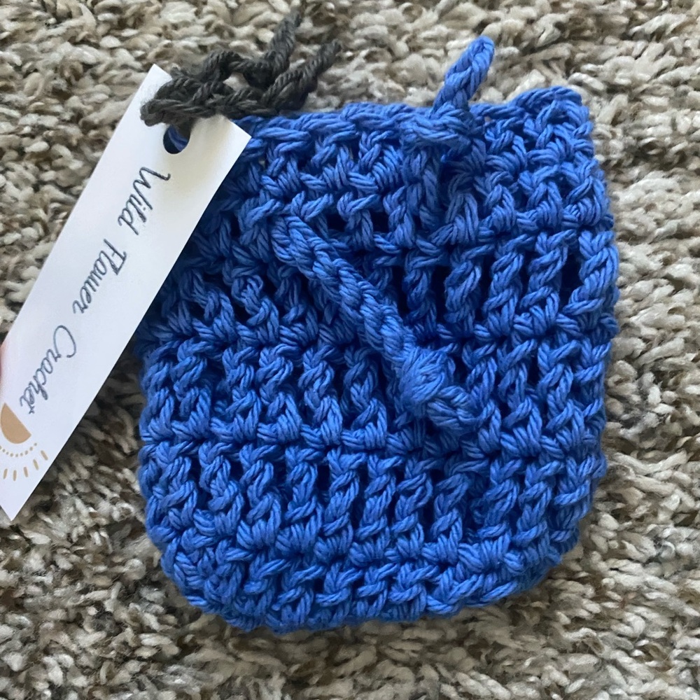 Handmade Blue Crochet Soap Pouch